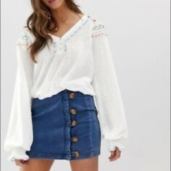 FREE PEOPLE Ivory Siesta Fiesta Ivory Top Medium - Picture 16 of 16